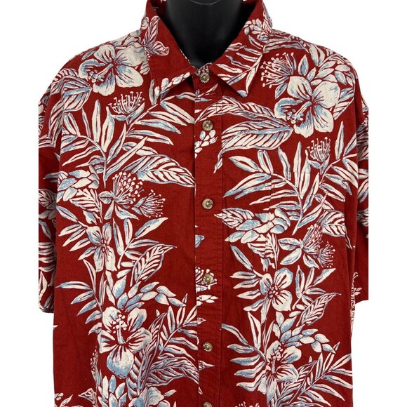 Cooke Street Hawaiian Floral Short Sleeve XL Extra Large Red Floral Aloha EUC - Picture 2 of 8